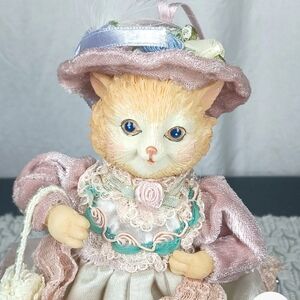 Vtg Katherine's Collection 7" Retired Victorian Kitten Cat Christmas Ornament